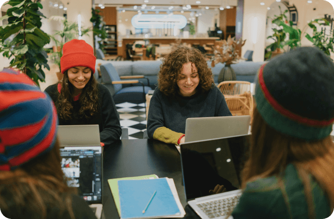 a group of students working with their laptops