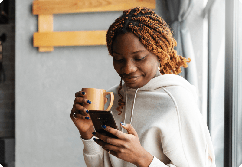 A woman looking at her mobile