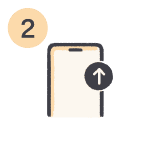 An icon showing uploading.