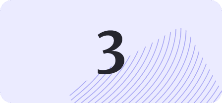 Stylized number 3 on a light purple background with curved line patterns in the bottom right corner.