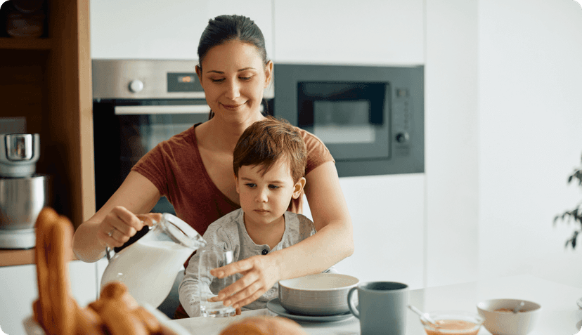 Lady feeding her child