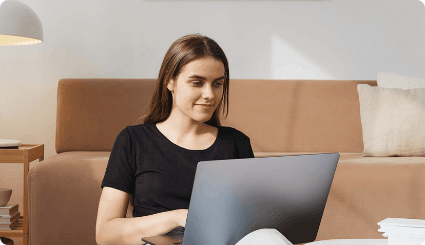 Woman at her laptop.