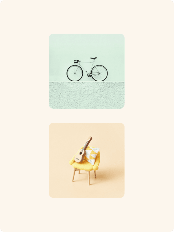 Infographic with 2 product visualizations: bike and household insurance.