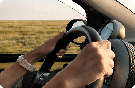 Person driving a car in Germany.