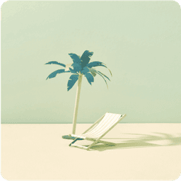 Icon showing a deck chair and a palm tree.