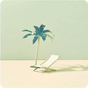 Icon showing a deck chair and a palm tree.