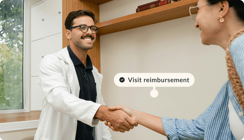 Doctor with a patient with a visit reimbursement tag