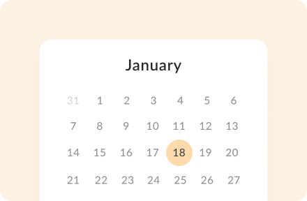 Calendar page showing January with a highlighted date "18".