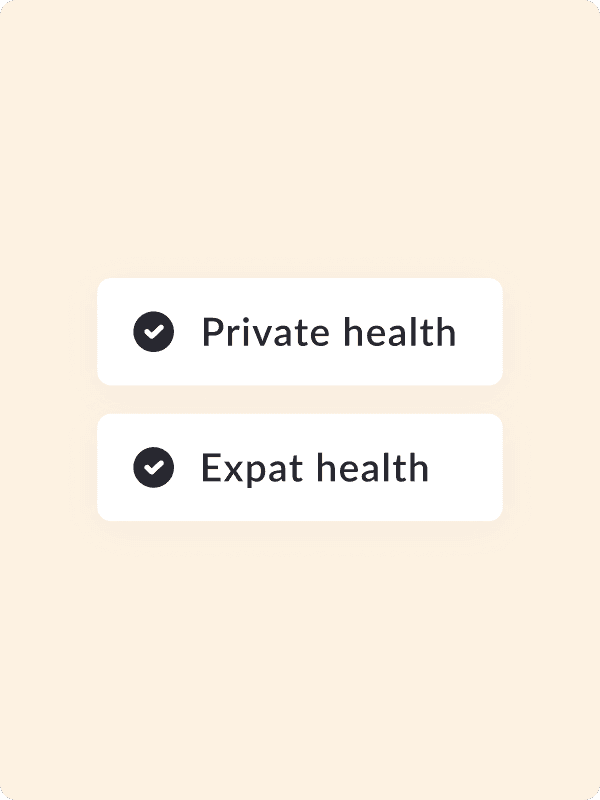 Infographic showing two insurance types: private health and expat insurance