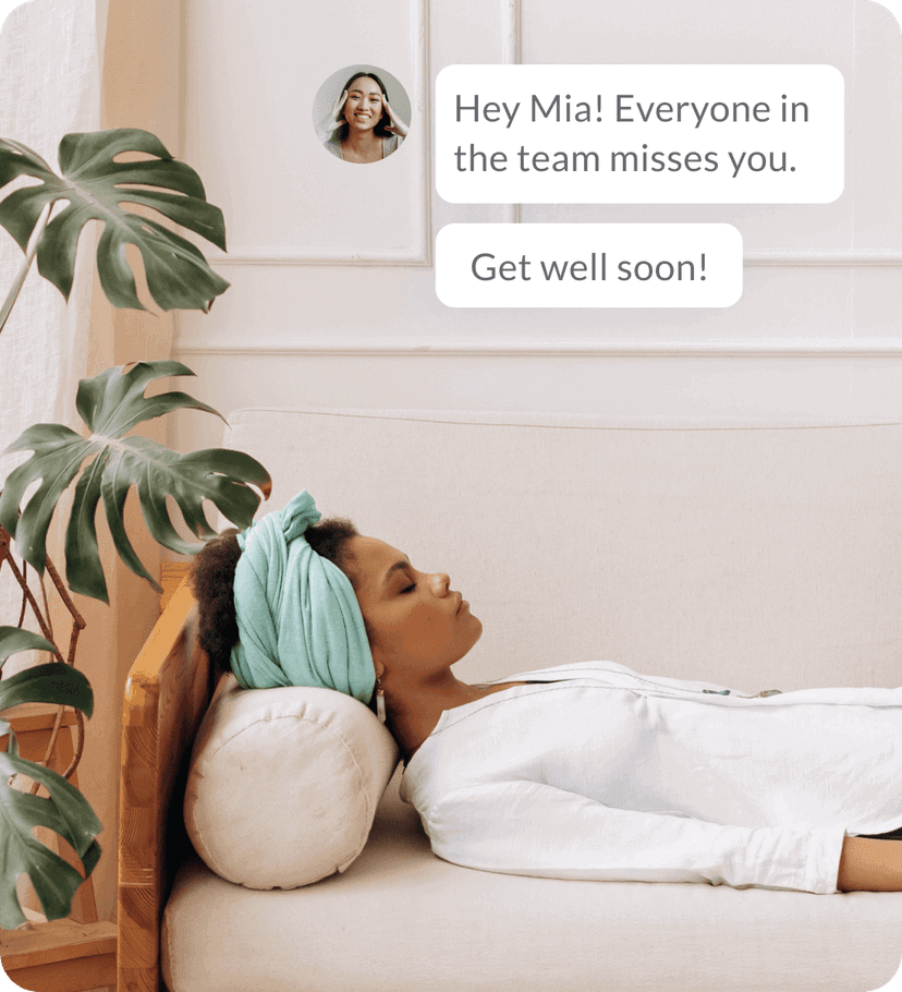 Woman laying on her couch and resting